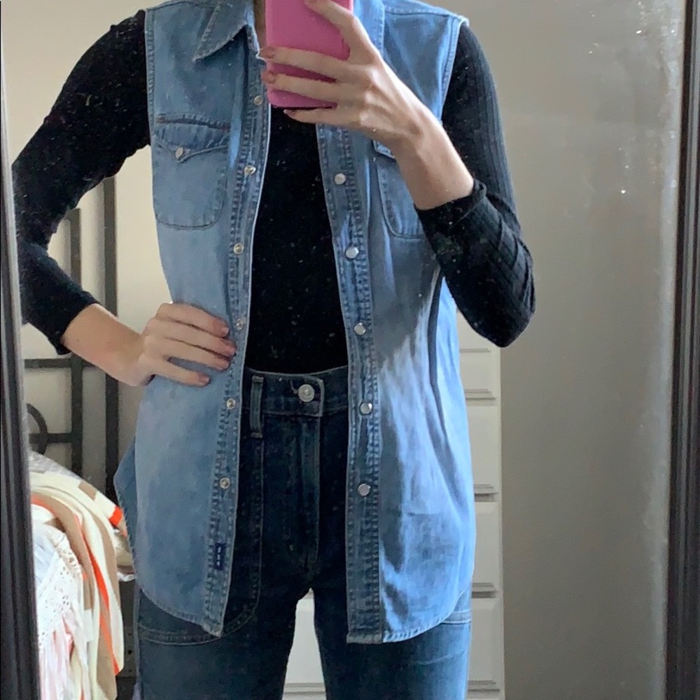 Denim snap vest